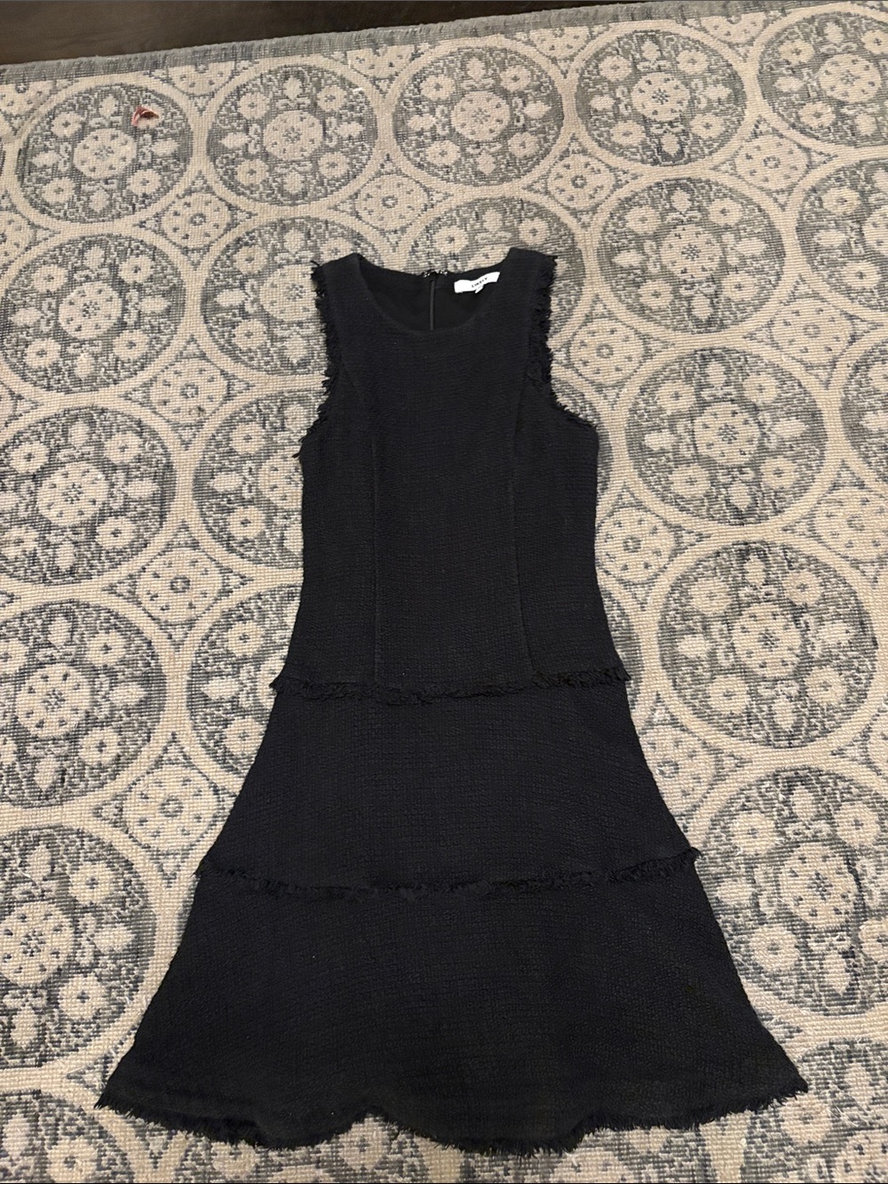 Likely Black Tweed Sleeveless Tiered Dress